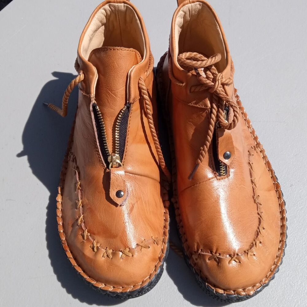 Fashion Men's Handmade Burnt Orange Leather Chukka Boots